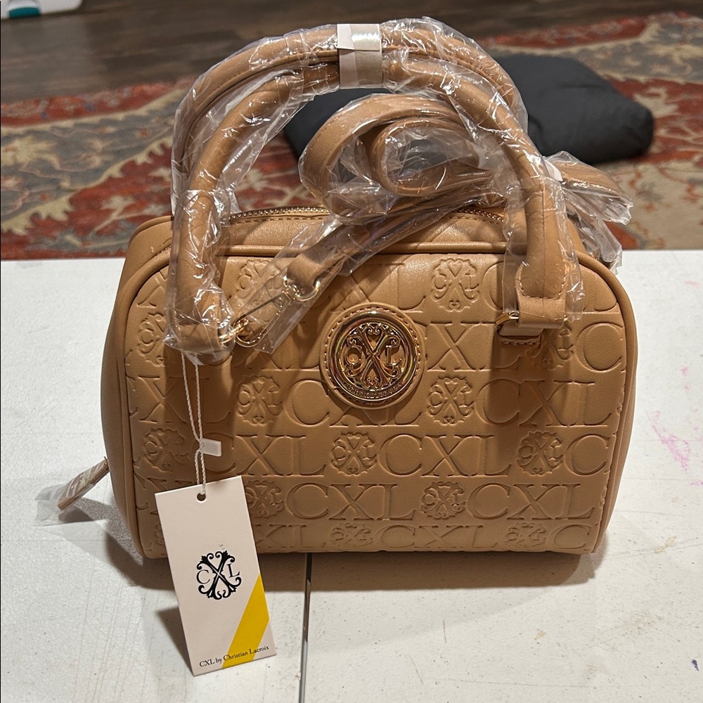 Christian Lacroix Tan Embossed Crossbody Bag